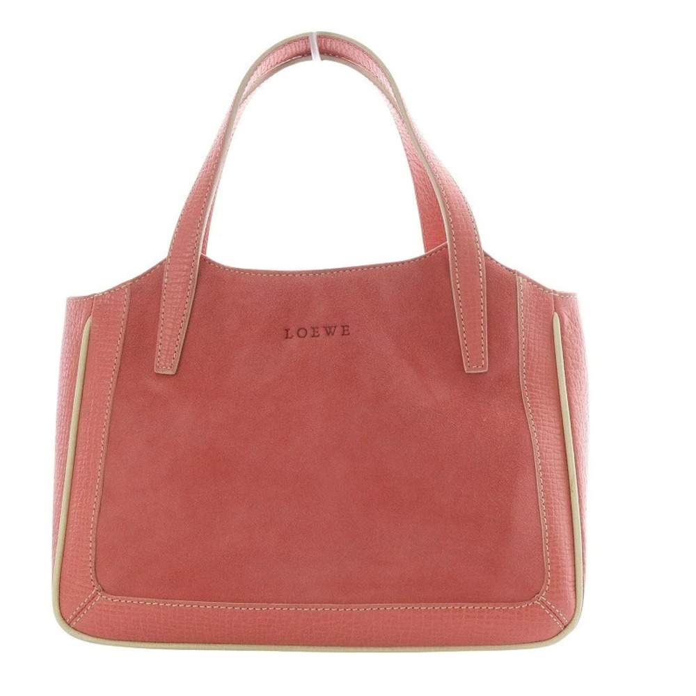 Loewe Tote Bag Handbag Suede Leather Pink